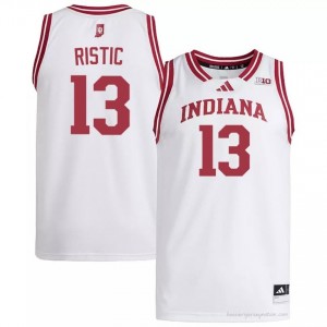 Authentic Aleksa Ristic Jersey | #13 White IU Hoosiers Men Basketball Stitched & Licensed 31937221