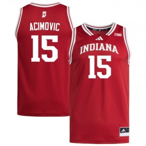 IU #15 Andrej Acimovic Game-Day Jersey | Men Crimson High School Basketball Premium Embroidered 61587025