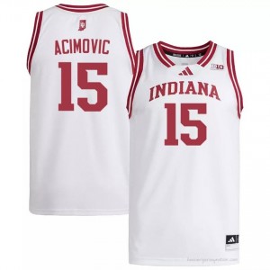 Andrej Acimovic #15 Jersey | Indiana Hoosiers Men White Premium Embroidered University Basketball 72585460
