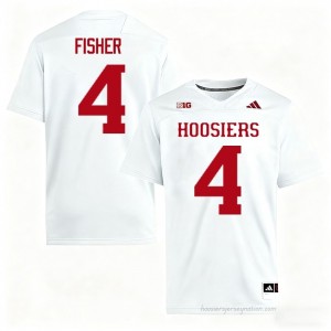 #4 Aiden Fisher Hoosiers Jersey | Men White NCAA Stitched Foottball Collection 64133849