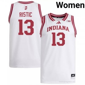 #13 Aleksa Ristic Hoosiers Jersey | Women White University Stitched Basketball Collection 12514765