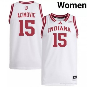 IU #15 Andrej Acimovic Game-Day Jersey | Women White Player Basketball Premium Embroidered 87523300