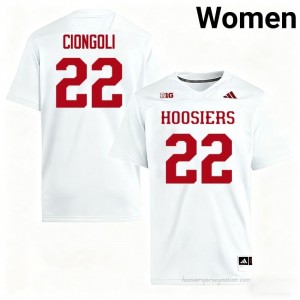 #22 Ace Ciongoli Hoosiers Jersey | Women White Player Stitched Foottball Collection 65843239