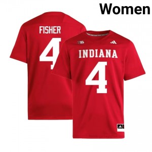 Authentic Aiden Fisher Jersey | #4 Crimson IU Hoosiers Women Foottball Stitched & Licensed 69039250