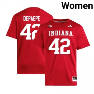 Authentic Andrew Depaepe Jersey | #42 Crimson IU Hoosiers Women Foottball Stitched & Licensed 50339041