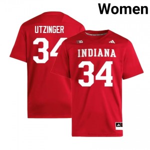 Jeff Utzinger #34 Jersey | Indiana Hoosiers Women Crimson Premium Embroidered High School Foottball 79791234