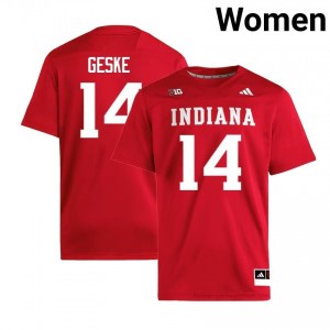 Maverick Geske #14 Jersey | Indiana Hoosiers Women Crimson Premium Embroidered NCAA Foottball 60613734