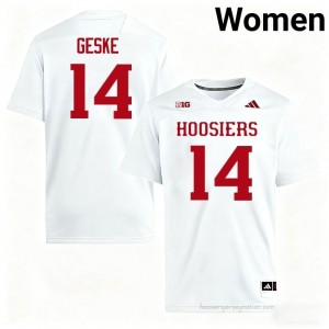 #14 Maverick Geske Hoosiers Jersey | Women White Player Stitched Foottball Collection 15744745