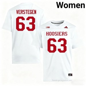 #63 Mitch Verstegen Hoosiers Jersey | Women White University Stitched Foottball Collection 93429546