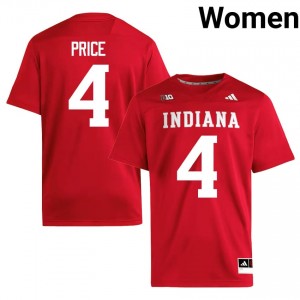 IU #4 Myles Price Game-Day Jersey | Women Crimson College Football Premium Embroidered 72979880