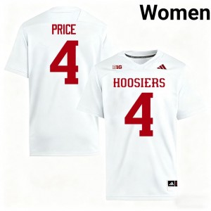 Authentic Myles Price Jersey | #4 White IU Hoosiers Women Football Stitched & Licensed 56075333
