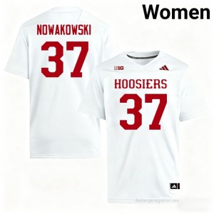 #37 Riley Nowakowski Hoosiers Jersey | Women White Player Stitched Foottball Collection 38881741