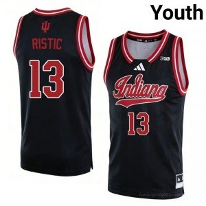 #13 Aleksa Ristic Hoosiers Jersey | Youth Black High School Stitched Basketball Collection 22475310