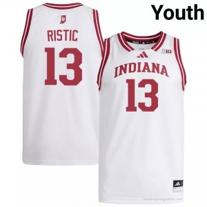 Aleksa Ristic #13 Jersey | Indiana Hoosiers Youth White Premium Embroidered Player Basketball 90100289