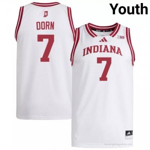 Authentic Nick Dorn Jersey | #7 White IU Hoosiers Youth Basketball Stitched & Licensed 53596519