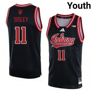 Authentic Trent Sisley Jersey | #11 Black IU Hoosiers Youth Basketball Stitched & Licensed 60129187