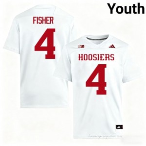 #4 Aiden Fisher Hoosiers Jersey | Youth White University Stitched Foottball Collection 17028247