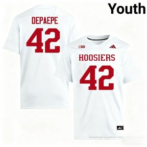 #42 Andrew Depaepe Hoosiers Jersey | Youth White Player Stitched Foottball Collection 93780183