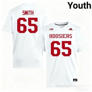 #65 Carter Smith Hoosiers Jersey | Youth White NCAA Stitched Foottball Collection 63089974
