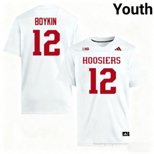 IU #12 Devan Boykin Game-Day Jersey | Youth White College Foottball Premium Embroidered 17152101