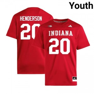 Dontrae Henderson #20 Jersey | Indiana Hoosiers Youth Crimson Premium Embroidered University Foottball 57588163