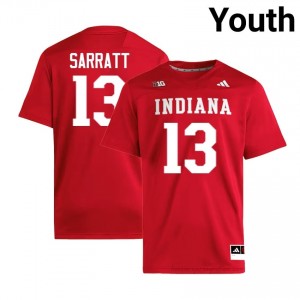 Authentic Elijah Sarratt Jersey | #13 Crimson IU Hoosiers Youth Foottball Stitched & Licensed 68905602