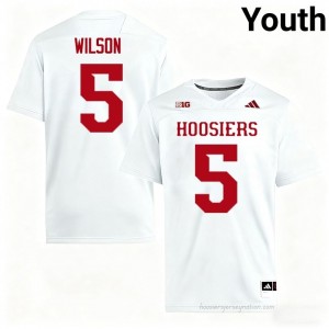 #5 Grant Wilson Hoosiers Jersey | Youth White High School Stitched Foottball Collection 36107027