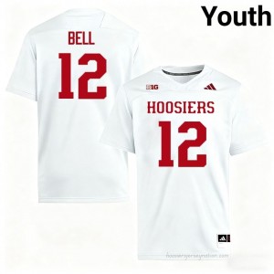 #12 Jacob Bell Hoosiers Jersey | Youth White University Stitched Foottball Collection 93776890