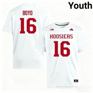 #16 Jah Jah Boyd Hoosiers Jersey | Youth White High School Stitched Foottball Collection 95001690