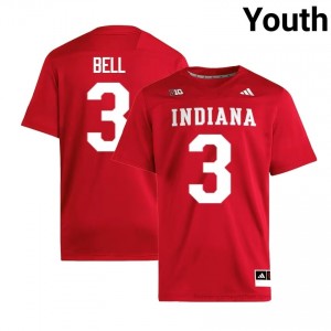 Authentic Jaylen Bell Jersey | #3 Crimson IU Hoosiers Youth Foottball Stitched & Licensed 64720371
