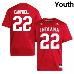#22 Jayreon Campbell Hoosiers Jersey | Youth Crimson NCAA Stitched Football Collection 75033546