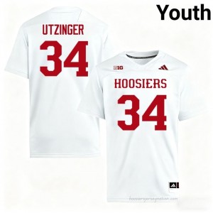 IU #34 Jeff Utzinger Game-Day Jersey | Youth White High School Foottball Premium Embroidered 79257110