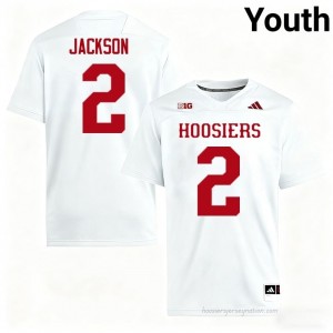 #2 Makai Jackson Hoosiers Jersey | Youth White High School Stitched Foottball Collection 56805307