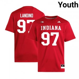 Authentic Mario Landino Jersey | #97 Crimson IU Hoosiers Youth Foottball Stitched & Licensed 95482395
