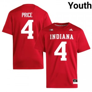 #4 Myles Price Hoosiers Jersey | Youth Crimson Player Stitched Football Collection 91777322