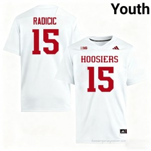 IU #15 Nico Radicic Game-Day Jersey | Youth White NCAA Foottball Premium Embroidered 82710006