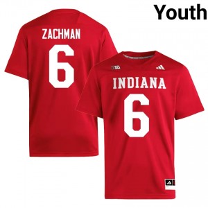 IU #6 Preston Zachman Game-Day Jersey | Youth Crimson NCAA Football Premium Embroidered 77532611
