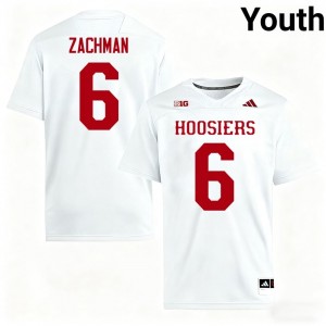 Authentic Preston Zachman Jersey | #6 White IU Hoosiers Youth Football Stitched & Licensed 90762959