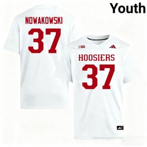 #37 Riley Nowakowski Hoosiers Jersey | Youth White Player Stitched Foottball Collection 42202468
