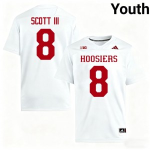 Authentic Stevie Scott III Jersey | #8 White IU Hoosiers Youth Football Stitched & Licensed 18933352