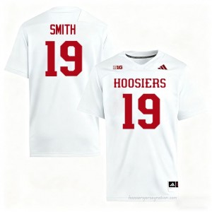 #19 Zacharey Smith Hoosiers Jersey | Men White High School Stitched Foottball Collection 45323794